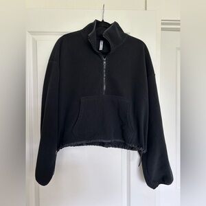 YITTY Black Oversized Cropped Hoodie